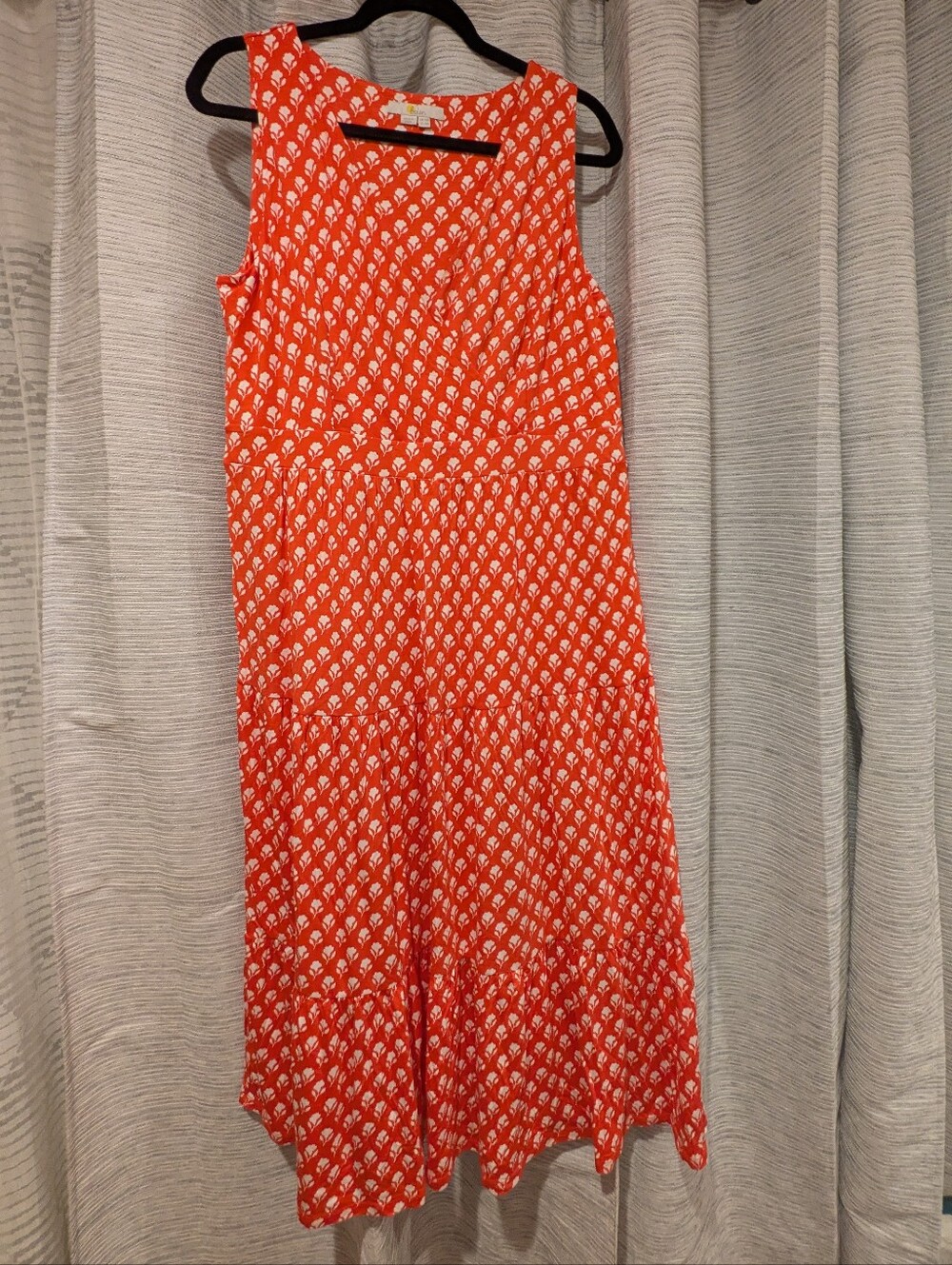 Boden Orange & White Midi Dress - 12